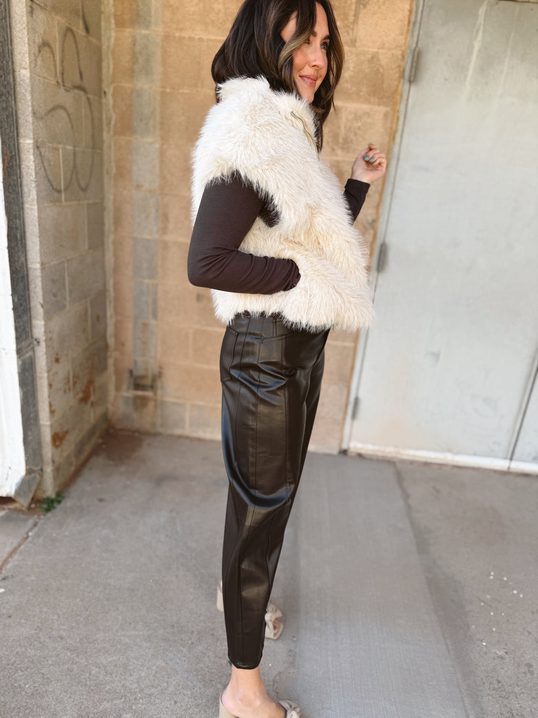 Sanctuary | Silky Fur Vest - Almond Cream