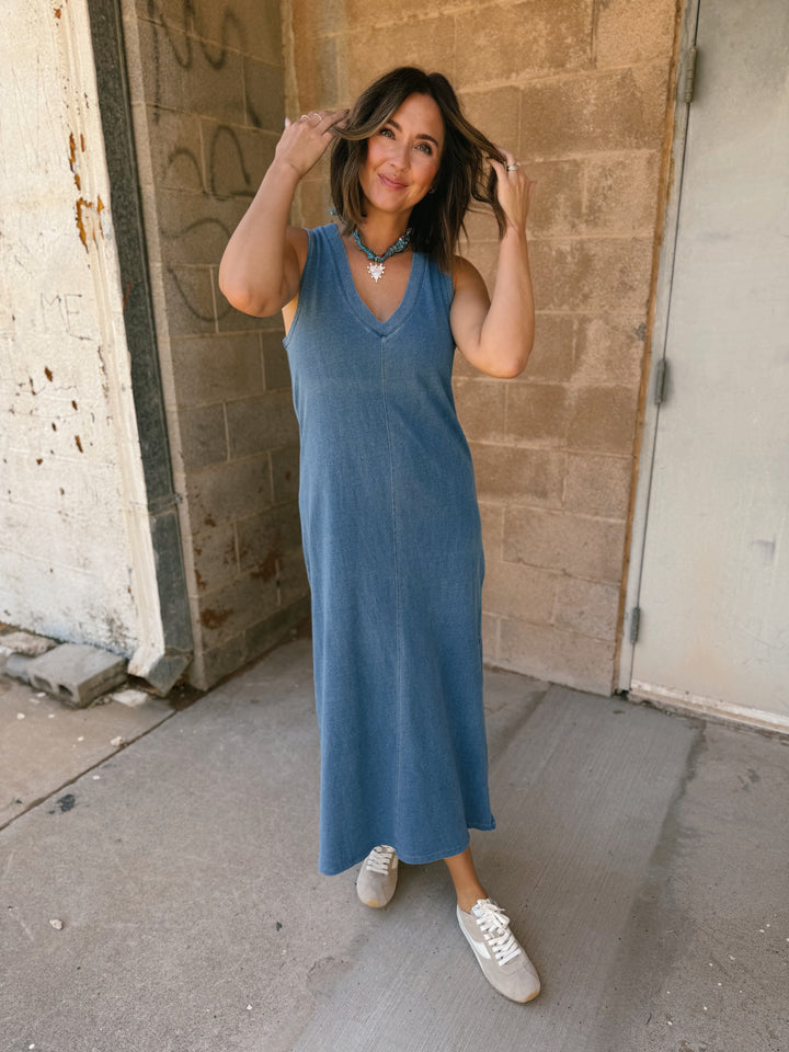 Z Supply | Palisades Jersey Denim Dress - Vintage Indigo