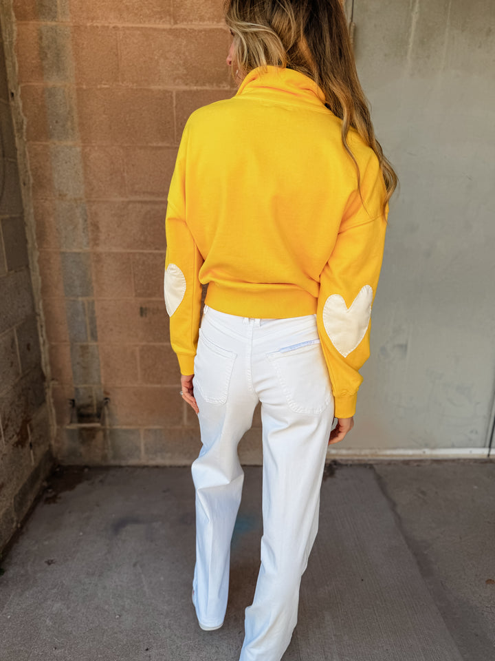 Kerri Rosenthal | Zip Up Mock Neck Sweatshirt - Golden Yellow