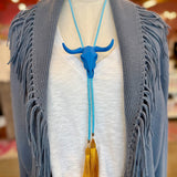 Rahya Jewelry Design | Longhorn Bolo - Ocean Blue with Baby Blue & Golden Yellow