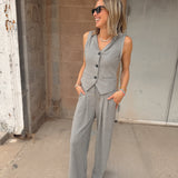 Elan | Wide Leg Pants - Dark Grey