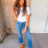 Good American | Soft Tech Good Legs Cropped Mini Boot Jeans - Indigo