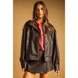 Miou Muse | Faux Leather Jacket - Chocolate