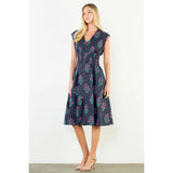 THML | Flower Zipper Front  Dress - Navy