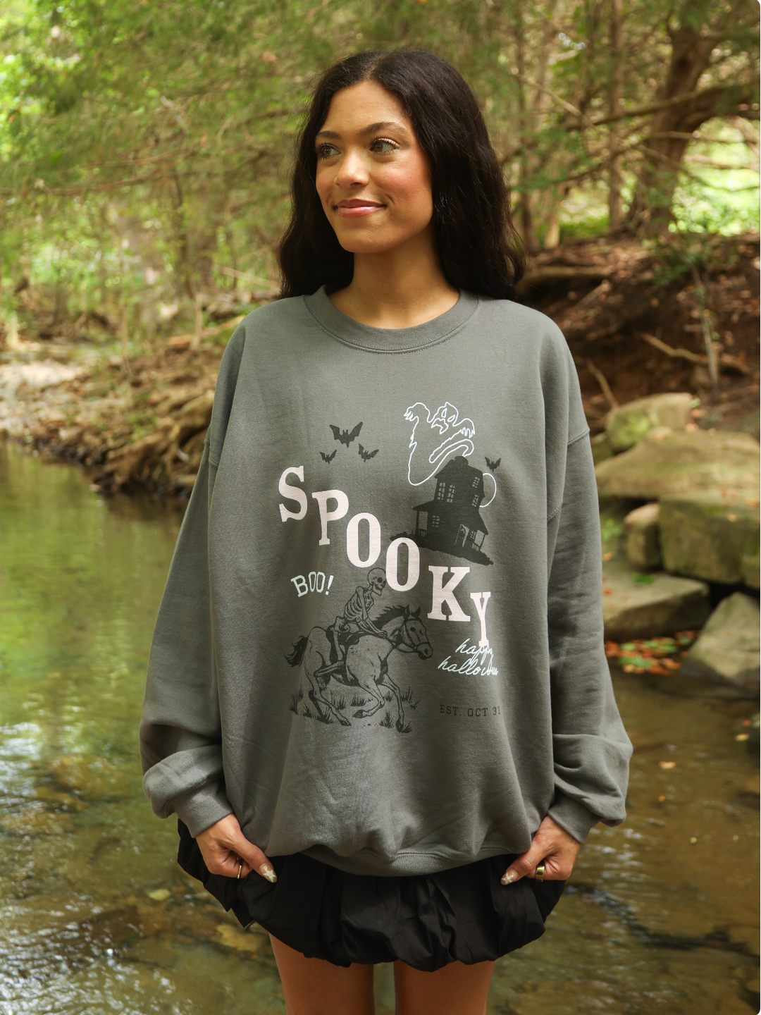 Spooky Rider Sweatshirt- Grey
