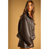 Miou Muse | Faux Leather Jacket - Chocolate