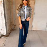 Good American | The Patch Pocket Shirt - Tan Plaid