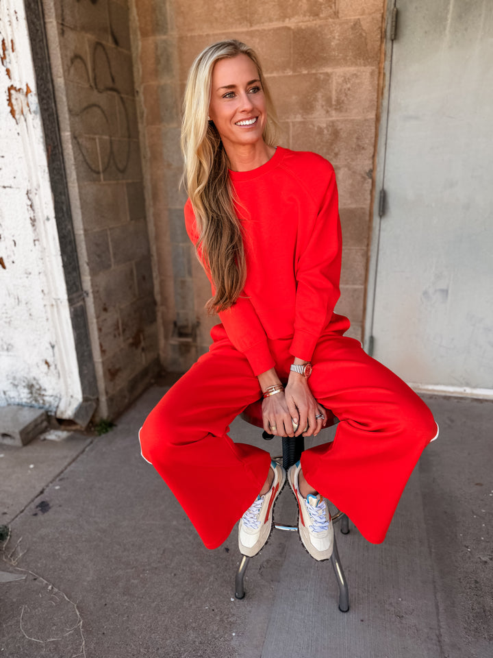 Perfect White Tee | Nell Travel Raglan Long Sleeve Sweatshirt - Tomato