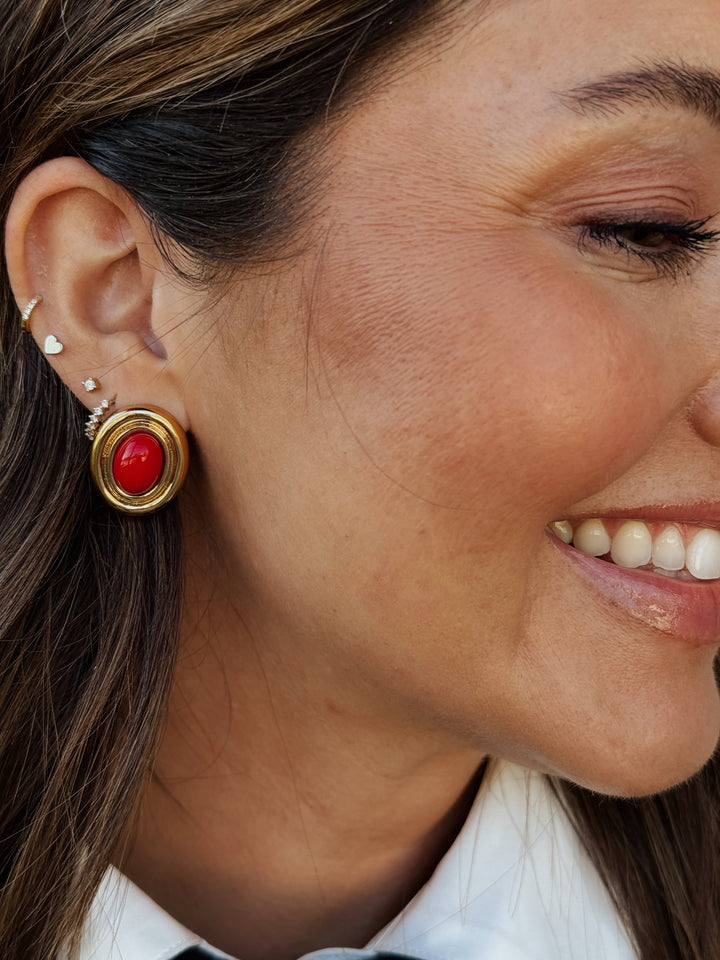 Prize Earrings - Gold/Burgundy