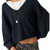 Free People | See Me V-Neck Pullover- Black