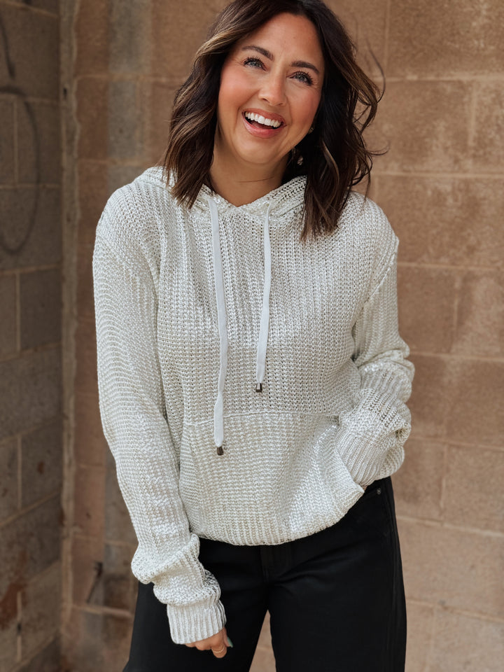 BLACK FRIDAY - Metallic Hoodie Sweater - White