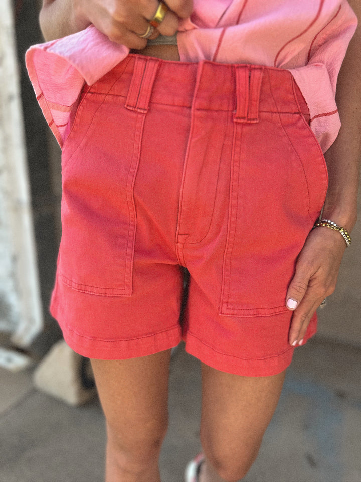 PISTOLA | Marissa High Rise Utility Shorts - Cherry | FINAL SALE