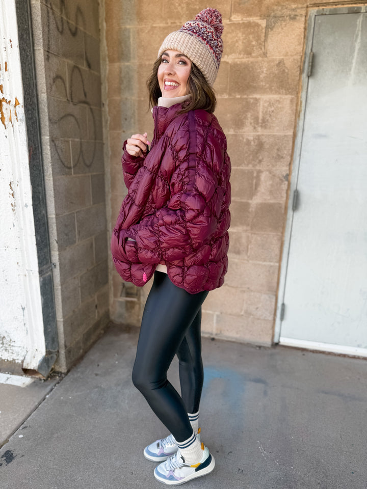 FP Movement | Scrunchy Glossy Pippa Puffer -Ox Blood