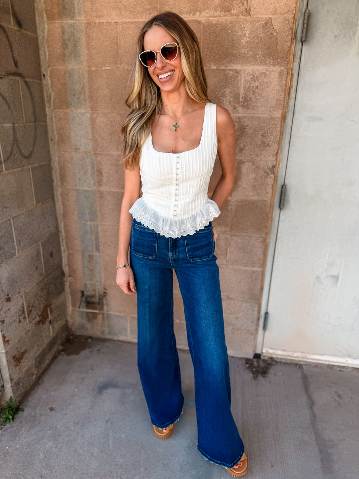 Good American | Soft Tech Good Waist Palazzo Jeans - Indigo