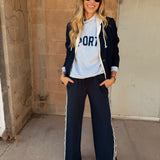 Sunny Somewhere | Navy Sports Mockneck - Heather Ash