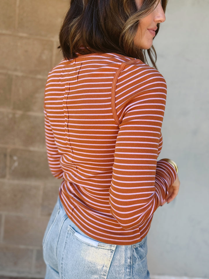Free People | Lake Henley Stripe- Cinnamon Combo