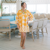 Sunshine Tienda |  Palm Geo with Gold Dot Lilly Dress - Gold