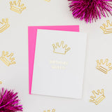 Birthday Queen - Crown Paper Clip Letterpress Card