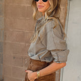 Z Supply | On Duty Gingham Button Up Top - Chocolate