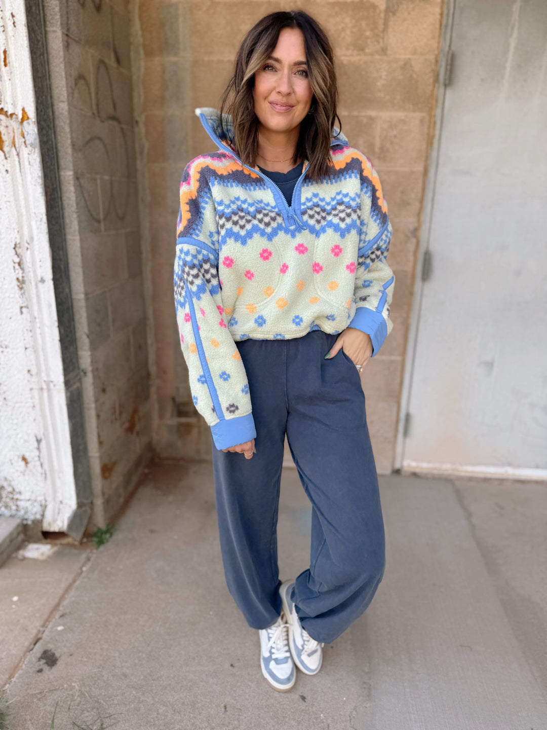 FP Movement | Printed Mountain High 1/2 - Isle knit Spring Meadow