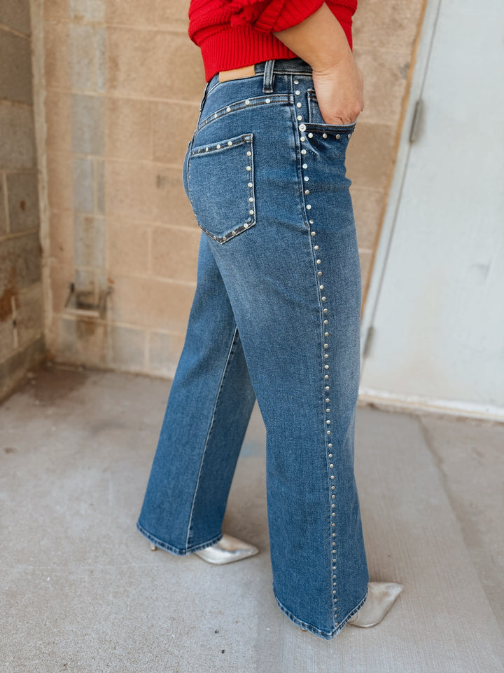 Dear John | Micah Wide Leg Mid Rise Jean - Slate