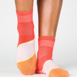 Pointe Studio | Women's Chev Stripe Ankle Grip Sock – Rose