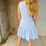 THML | Sleeveless Striped Button Front Dress - Blue