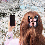 Solar Eclipse | Hand-painted Monarch Butterfly Claw Hair Clip