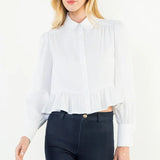THML | Button Up Long Sleeve Top - White