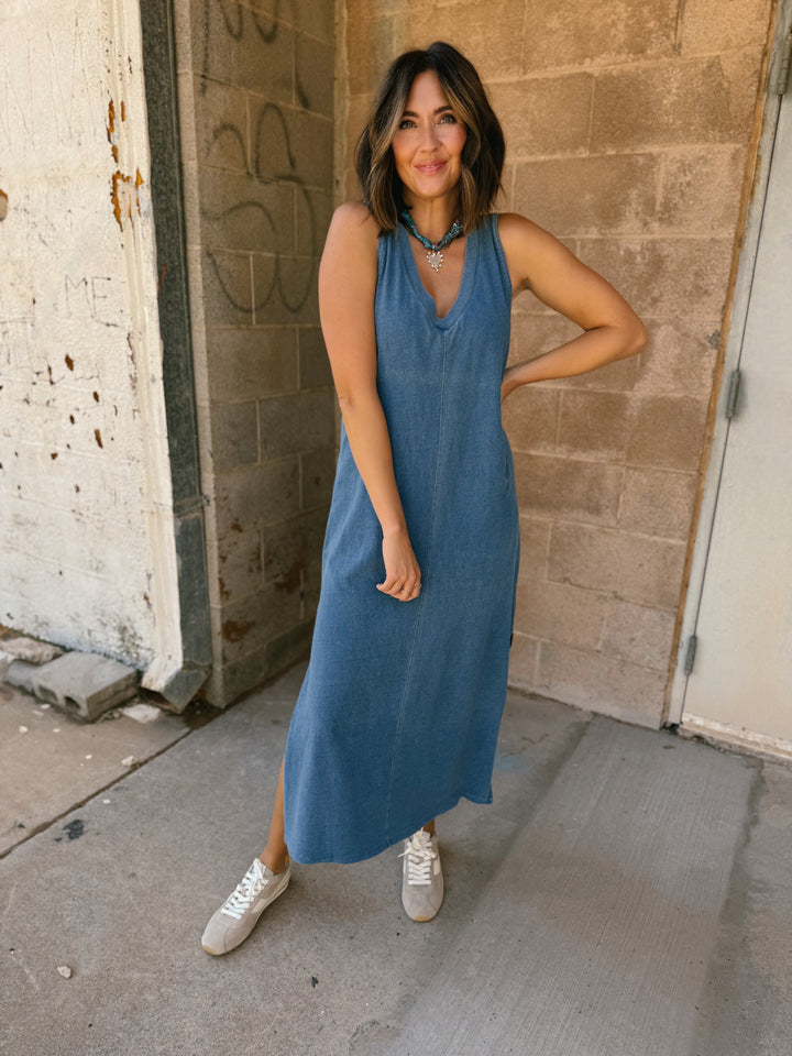 Z Supply | Palisades Jersey Denim Dress - Vintage Indigo