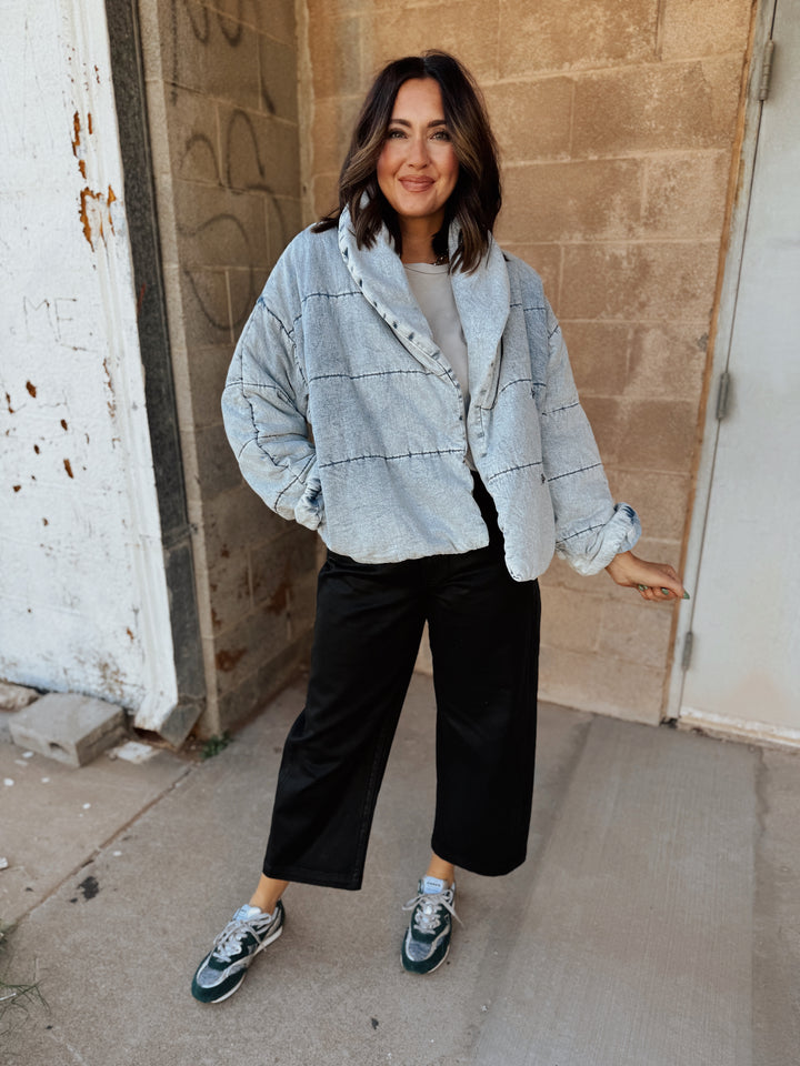 BLACK FRIDAY -Quilted Denim Jacket - Denim