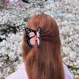 Solar Eclipse | Hand-painted Monarch Butterfly Claw Hair Clip