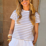 Perfect White Tee | Everett Jersey Striped Short Sleeve - Driftwood