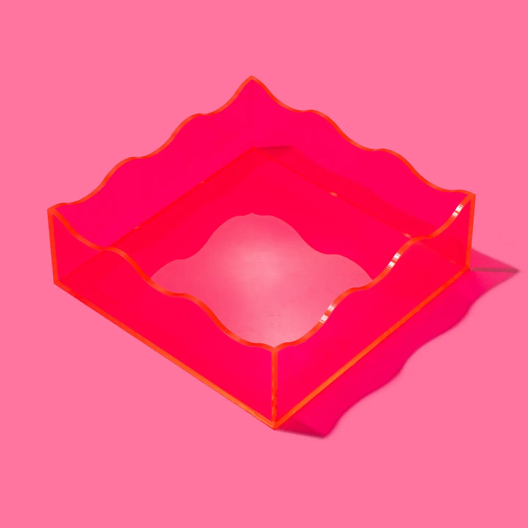 Wavy Square Acrylic Tray | Hot Pink