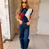 Habitual | Herringbone Sweater Vest - Navy with Winetasting