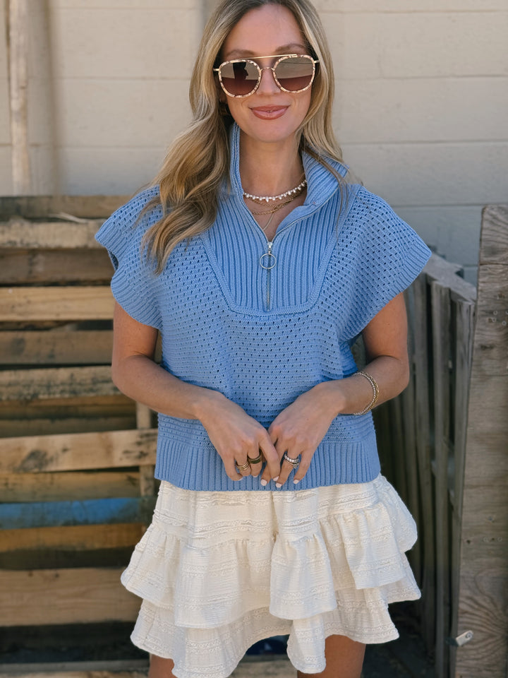 Quarter Zip Sweater - Blue