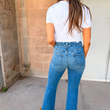 Good American | Soft Tech Good Legs Cropped Mini Boot Jeans - Indigo
