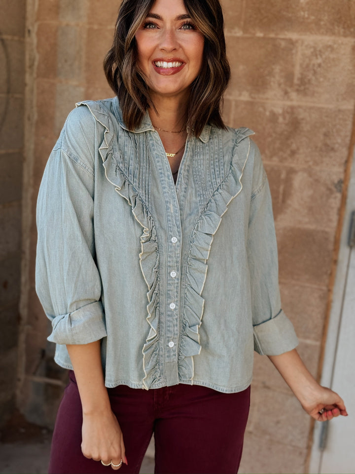 We The Free | Tattered and Ruffled Top - Vintage Tint Wash