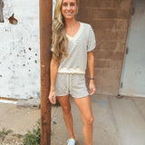 Perfect White Tee | Bennie French Terry Short - Natural/Charcoal Stripe
