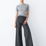 Ripley Rader | Ponte Knit Standard Wide Leg Pant- Charcoal