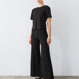 Ripley Rader | Ponte Knit Standard Wide Leg Pant- Black