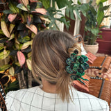 Solar Eclipse | Hand-painted Claw Hair Clip - Green Snake