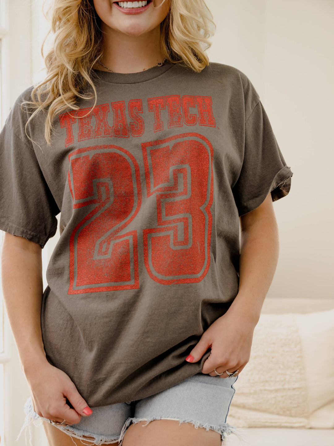 Texas Tech Red Raiders Player Charcoal Thrifted Tee