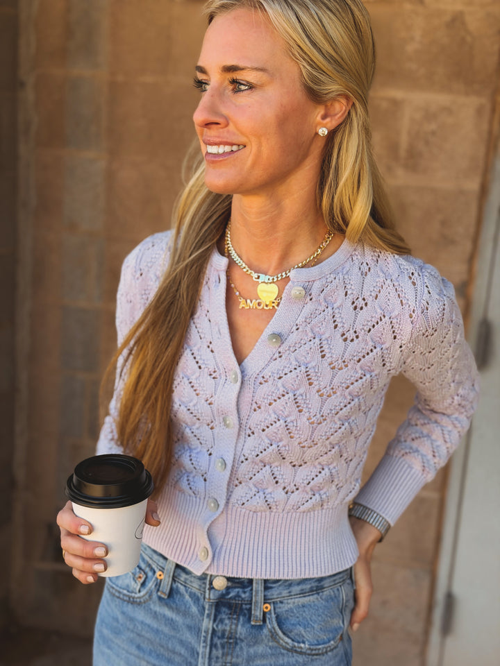 Free People | Pretty in Pointelle Cardi - Orchid Hush