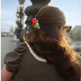 Solar Eclipse | Hand-painted Vintage Tulips Claw Hair Clip
