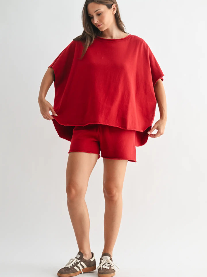 Mono B | Malibu Vintage Dolman Top - Garnet Red