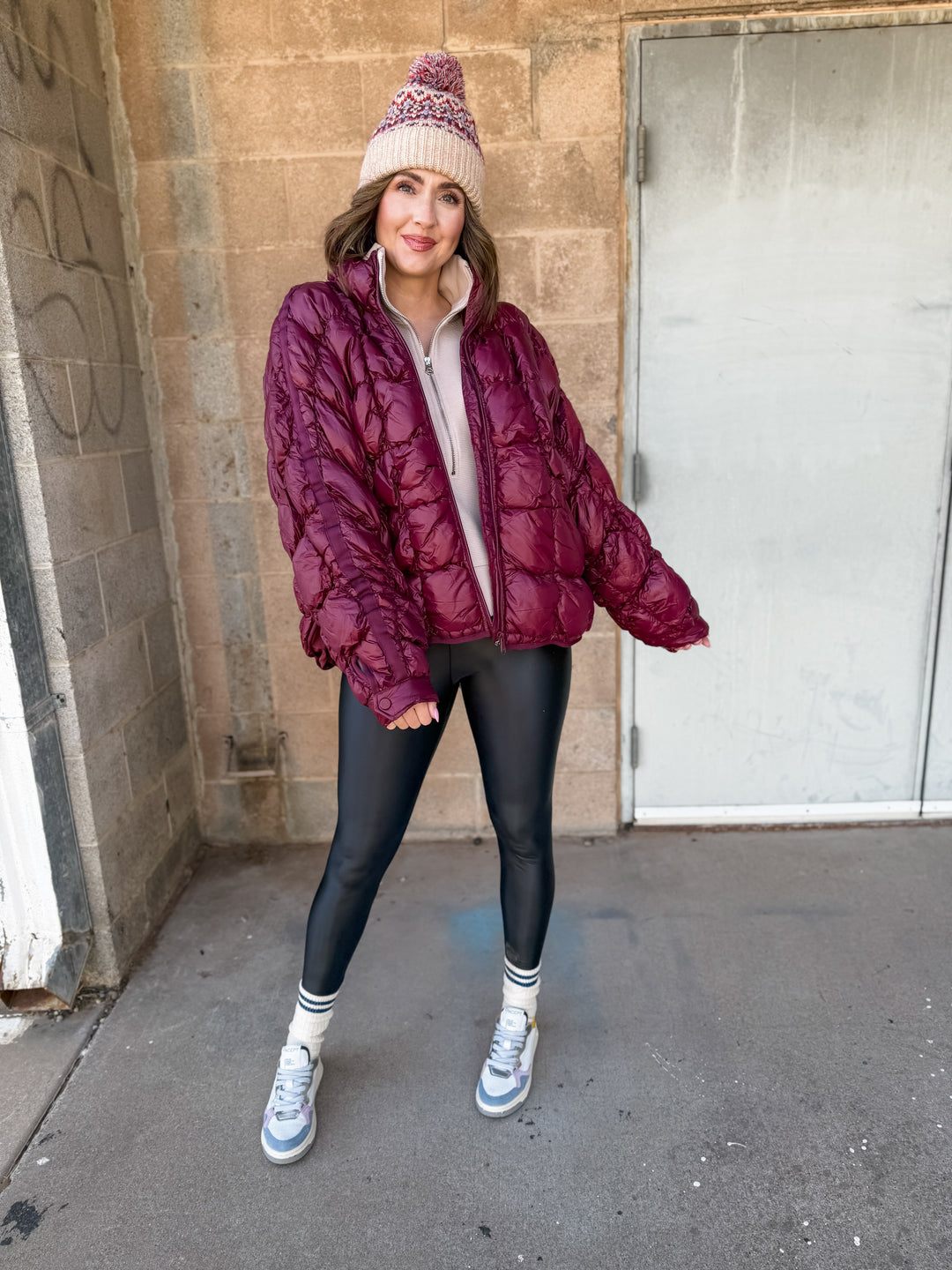 FP Movement | Scrunchy Glossy Pippa Puffer -Ox Blood