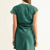 Adelyn Rae | Jordyn Asymmetric Hem Ruched Mini Dress - Dark Teal