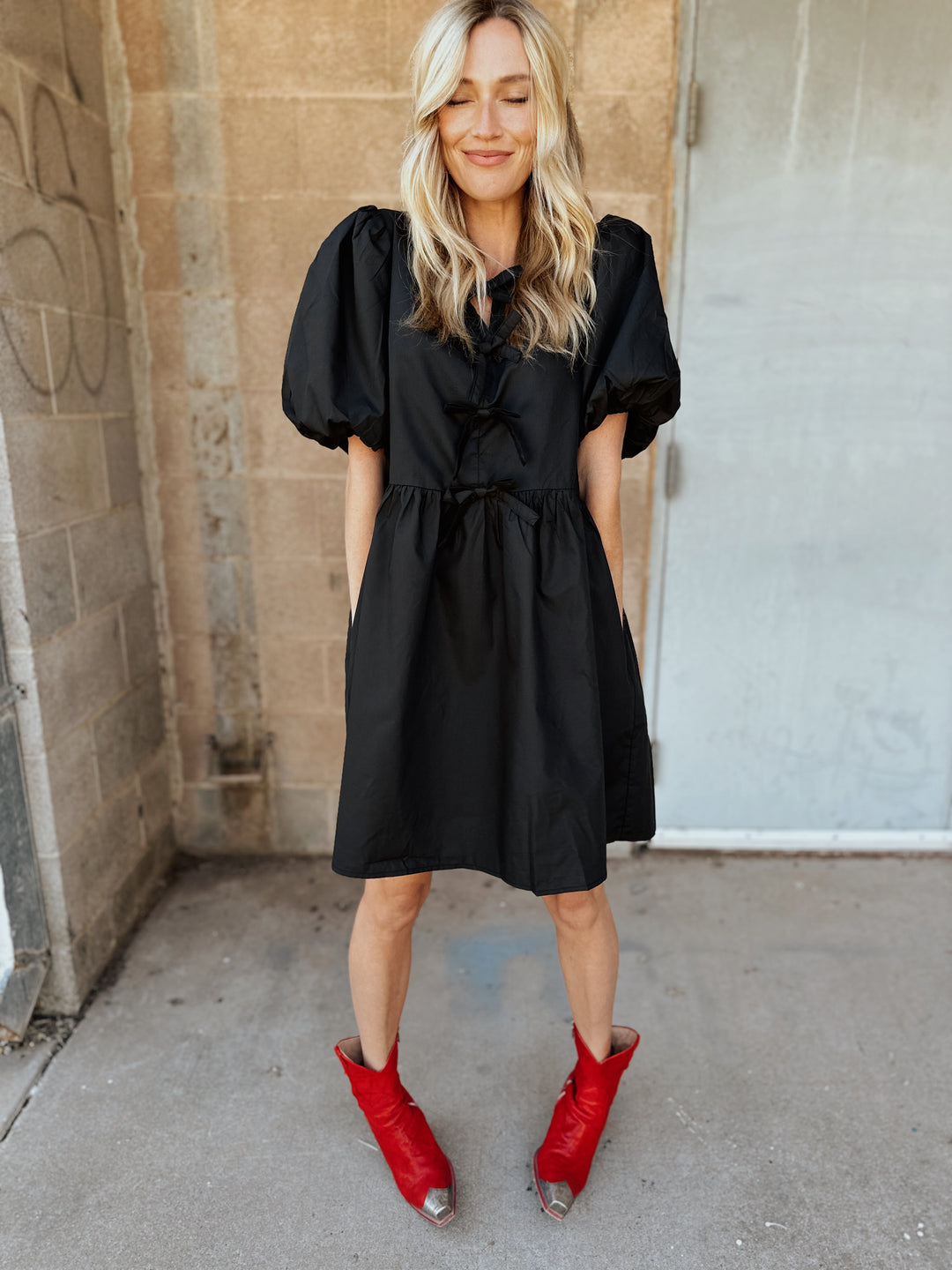 Bow Front Dress | Black