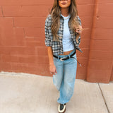 Good American | The Patch Pocket Shirt - Tan Plaid